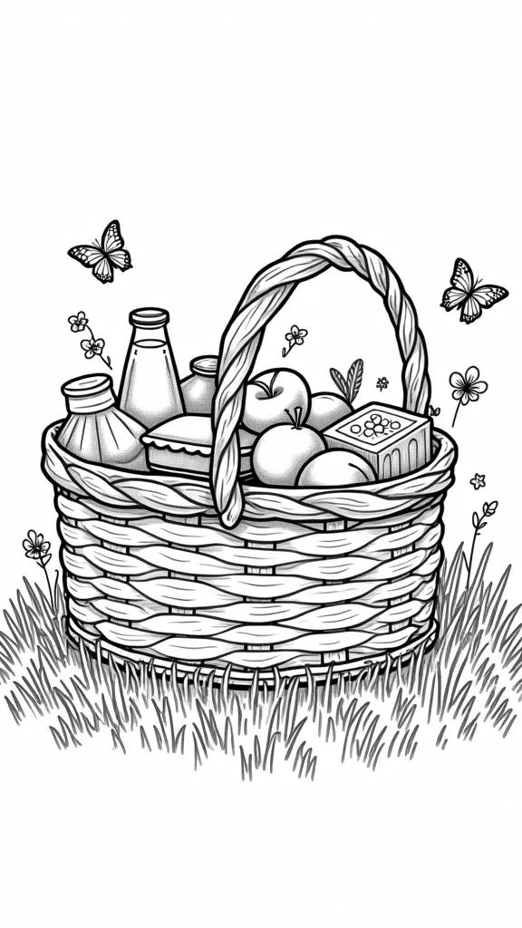 picnic basket coloring page